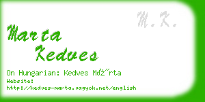 marta kedves business card